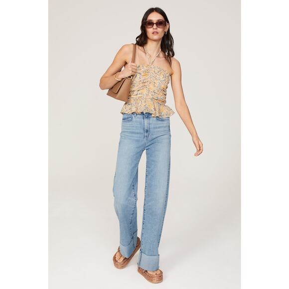 Joe's Jeans Light Wash Denim Straight-Leg Wide-Cuff Mia Wide Cuff Jeans Size 31 - Picture 1 of 16